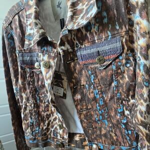 Colorful Animal Print Denim Jacket Voodoo Johnny Jacket